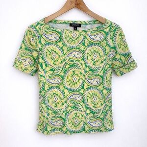 ⭐ 3 for $40 - Ralph Lauren Petite Paisley Cotton Top - Medium